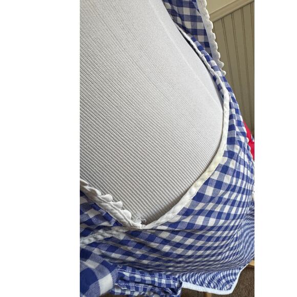 Vintage Nana Lou Gingham Apron Floral Cottagecore Country Prairie Full Apron - Picture 5 of 8